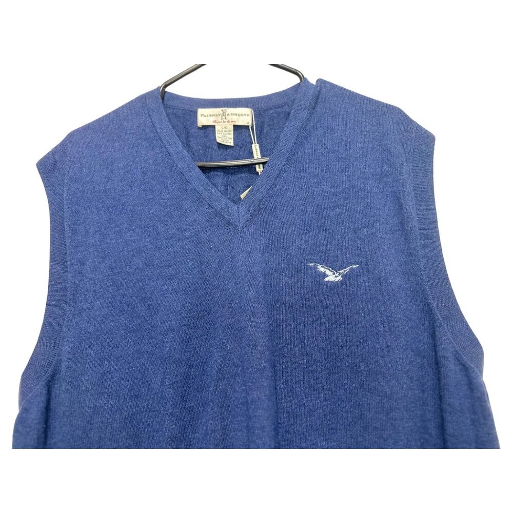 Fairway and Greene Golf Sweater Vest Mens Large Blue V-neck Pullover Pima Cotton - Picture 9 of 10